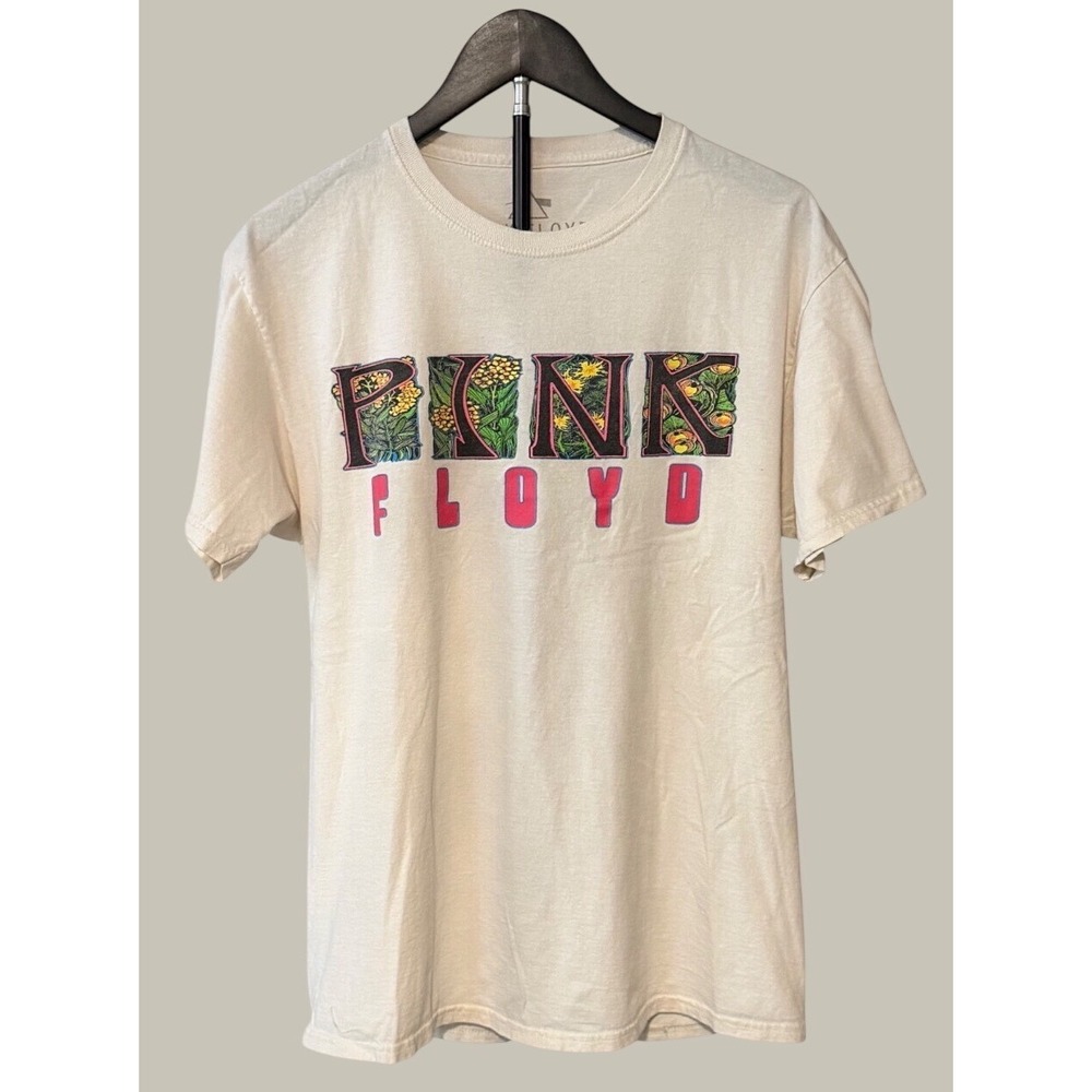 Pink Floyd Marquee Club 1966 Graphic T-Shirt Cream Floral Band Tee Mens Medium‎